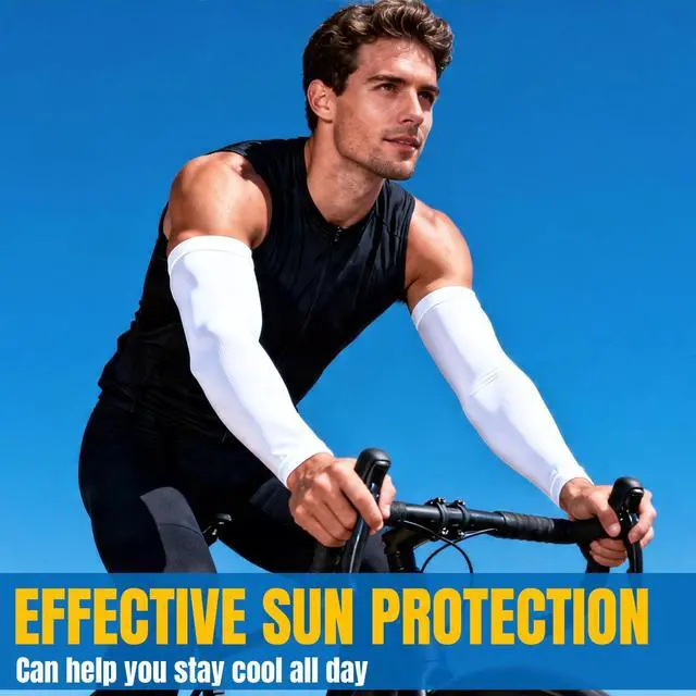 Alt view image 7 of 7 - 4 Pairs UV Protection Arm Sleeves Cooling Compression Sleeve for Men Women Sports Tattoo Cover Up Black