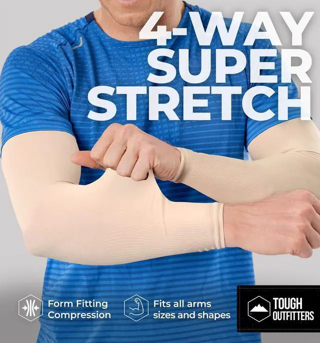 Alt view image 4 of 6 - UV Arm Sleeves for Men Women - Sun Protection Sleeves - Compression Golf Baseball Cooling Tattoo Arm Sleeve