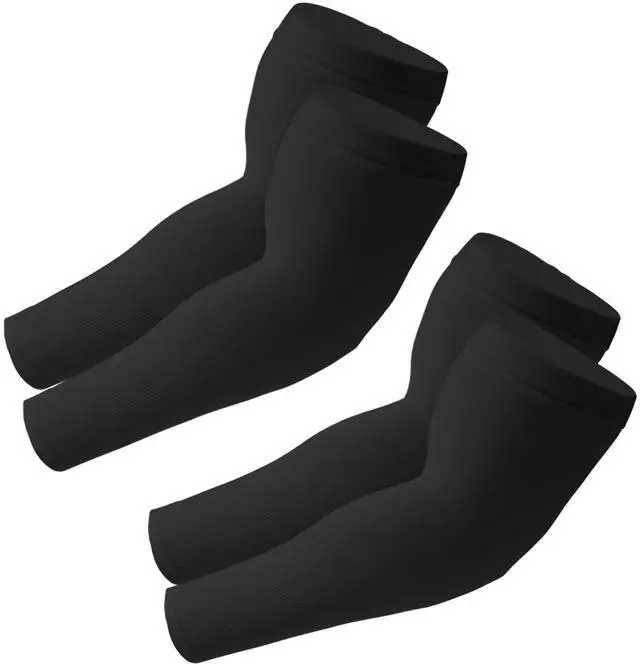 Main image of 2 Pairs Black Plus Size Arm Sleeves Sun UV Protection Sports Cooling Compression Oversized Sleeves for Men Women