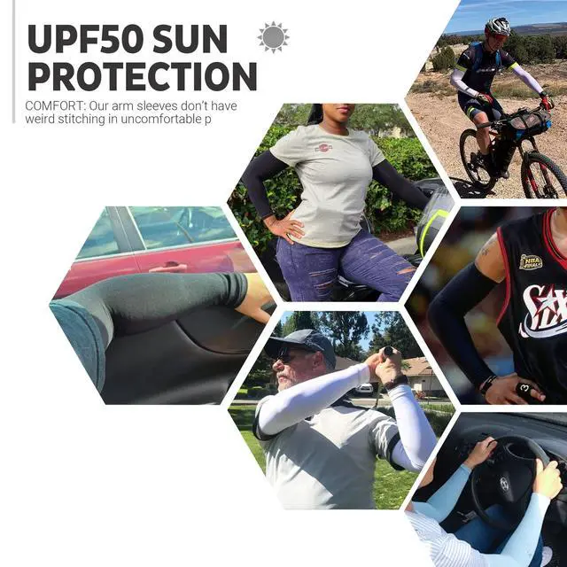 Alt view image 2 of 7 - Arm Sleeves for Men and Women - 5 Pairs Compression Sleeves - Cooling Sun Sleeve for Basketball Golf Football