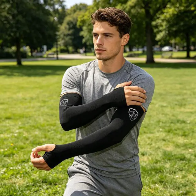 Alt view image 4 of 7 - Upgraded Cooling Arm Sleeves 2 Pairs Black White UPF 50+ UV Protection Ice Silk Breathable Stretchy One Size for Cycling Golf Running Gardening Driving (Black White 2 Pairs, One Size)