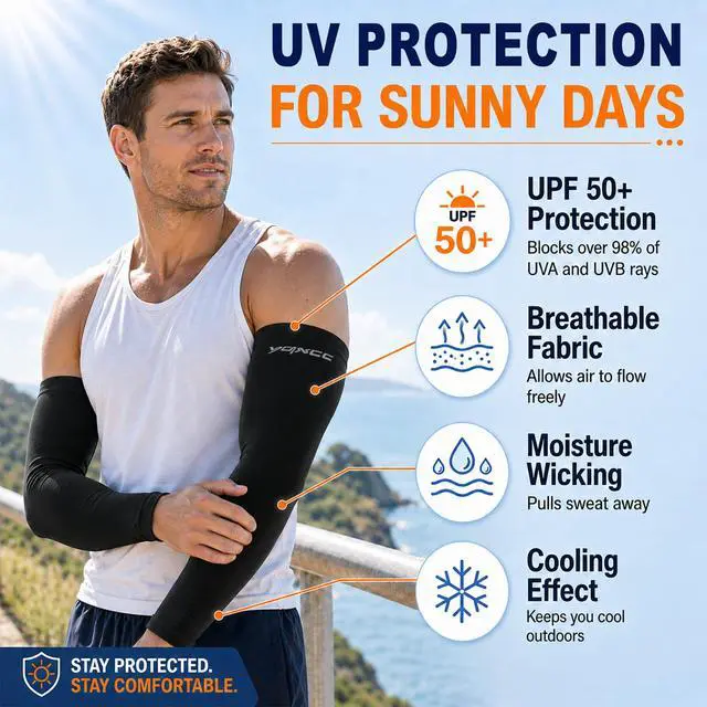 Alt view image 2 of 5 - 4 Pairs Arm Sleeves for Men Women, UPF 50 UV Sun Protection Cooling Sports Compression Sleeves for Golf Basketball