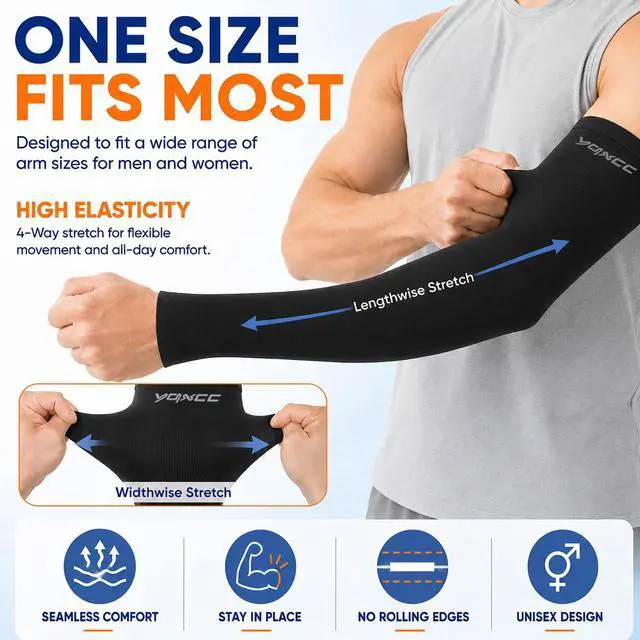 Alt view image 5 of 5 - 4 Pairs Arm Sleeves for Men Women, UPF 50 UV Sun Protection Cooling Sports Compression Sleeves for Golf Basketball