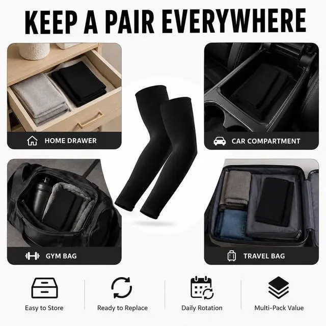 Alt view image 7 of 7 - 12 Pairs Arm sleeves for men Woman,Cooling UV Sun Protection sleeves to cover arms for women arm sleeve Cycling Outdoor Sports