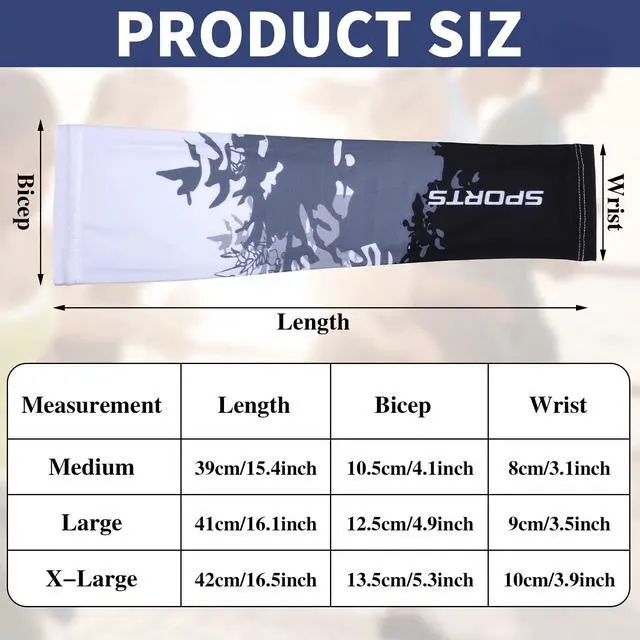 Alt view image 3 of 7 - 4 Pairs UV Sun Protection Arm Sleeves Cooling Sports Sleeve Anti Slip Ice Silk Warmers Arm Covers for Men Women(Blue Black,X-Large)