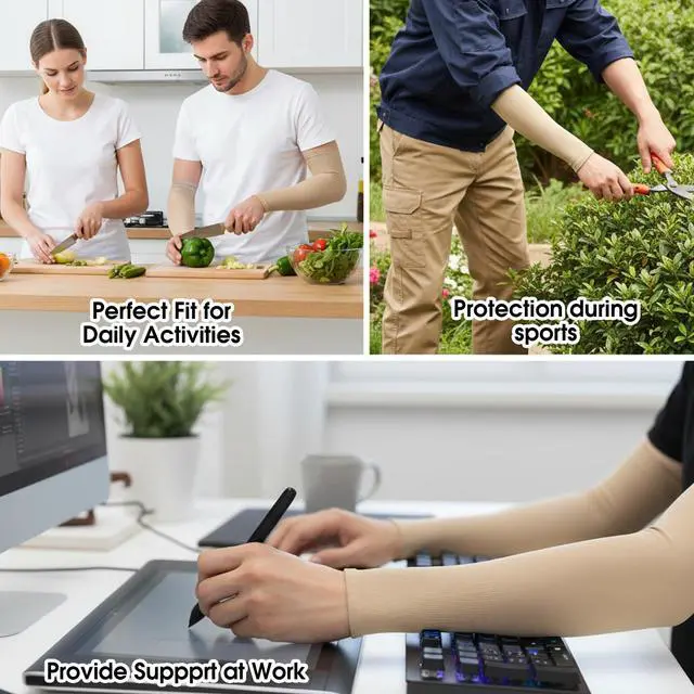 Alt view image 5 of 7 - 2 Pairs Protective Arm Sleeve for Thin Skin Elderly Skin Tear and Bruise, Protection Sleeves for Men and Women