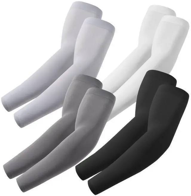 Main image of 4 Pairs Arm Sleeves, Cooling UV Sun Protection Sports Compression for Men/Women Black+Dark Gray+Light Gray+White