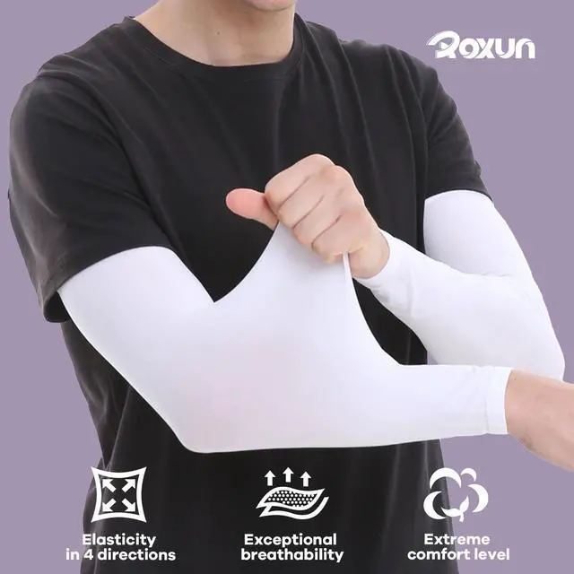 Alt view image 2 of 7 - 4 Pairs Arm Sleeves, Cooling UV Sun Protection Sports Compression for Men/Women Black+Dark Gray+Light Gray+White