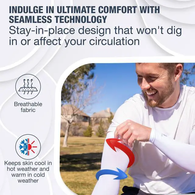Alt view image 4 of 6 - Cooling Arm Sleeves for Men & Women Breathable, Moisture-Wicking, Sun Protection for Sports, Basketball, Football, Running, Golf, Cycling, Volleyball Arm Sleeves for Women, Men & Youth