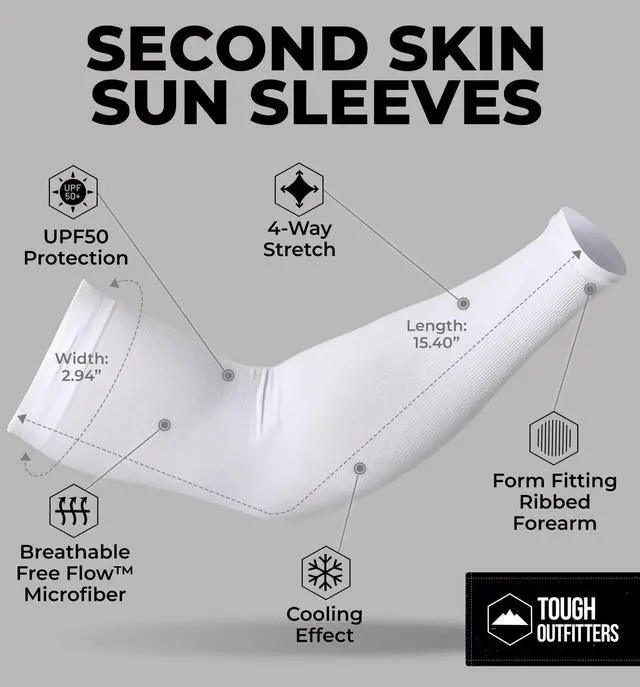 Alt view image 5 of 6 - UV Arm Sleeves for Men Women - Sun Protection Sleeves - Compression Golf Baseball Cooling Tattoo Arm Sleeve