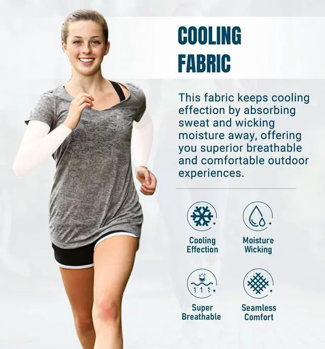 Alt view image 3 of 7 - Sun Protection Cooling Arm Sleeves Sun Sleeves for Men & Women for Cycling, Running, Basketball, Football, Golf, Volleyball, Driving, White 2 Pairs