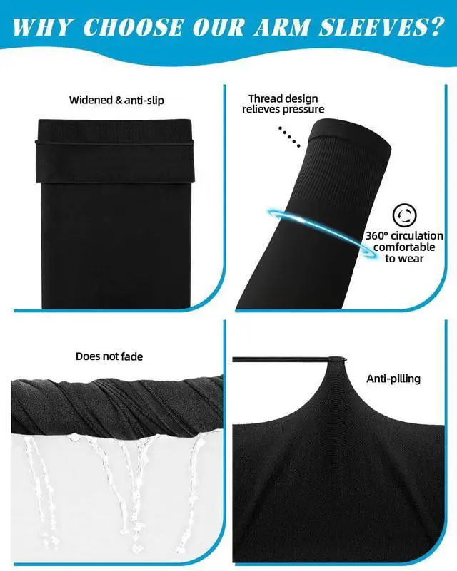 Alt view image 3 of 7 - 6 Pairs Arm Sleeves, Compression Arm Sleeves for Men Women,UPF50 UV Sun Protection Cooling Sleeves for Work Sport Tattoo Cover Up