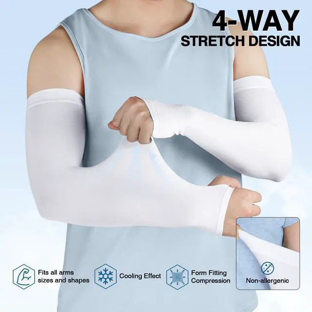 Alt view image 3 of 7 - Arm Sleeves for Men & Women, Sun Protection Cooling Sleeves to Cover Arm Sport Sleeve for Football Cycling Golf Fishing (5 Pairs)