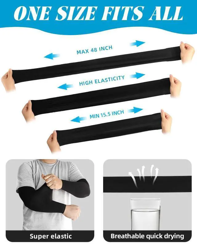 Alt view image 2 of 7 - 6 Pairs Arm Sleeves, Compression Arm Sleeves for Men Women,UPF50 UV Sun Protection Cooling Sleeves for Work Sport Tattoo Cover Up