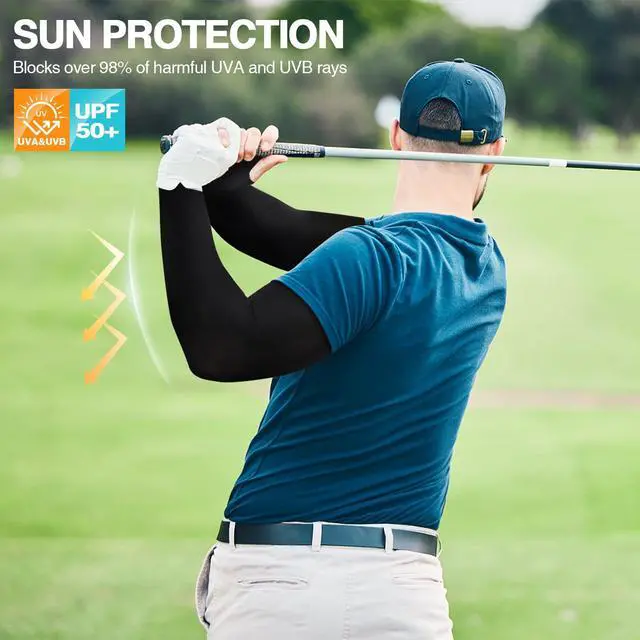Alt view image 2 of 7 - Arm Sleeves for Men & Women, Sun Protection Cooling Sleeves to Cover Arm Sport Sleeve for Football Cycling Golf Fishing (5 Pairs)