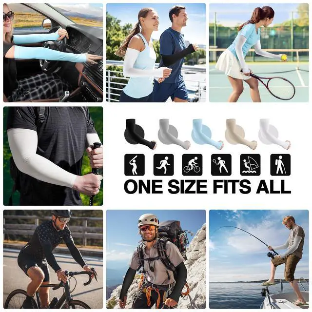 Alt view image 7 of 7 - Arm Sleeves for Men & Women, Sun Protection Cooling Sleeves to Cover Arm Sport Sleeve for Football Cycling Golf Fishing (5 Pairs)