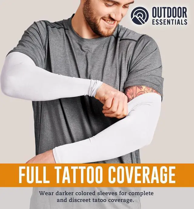 Alt view image 4 of 7 - UV Sun Sleeves for Men Women - Cooling Arm Sleeves for Sun Protection UPF 50+ | Golf, Tattoo Cover Up, Compression Protective Sports, Baseball, Football, Driving | Mangas Para El Sol Para Hombre