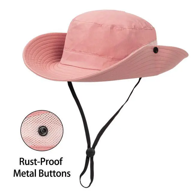 Alt view image 3 of 7 - Womens Summer Sun Hat Beach Hat Wide Brim Outdoor UV Protection Hat Packable Mesh Bucket Hat with Ponytail Hole