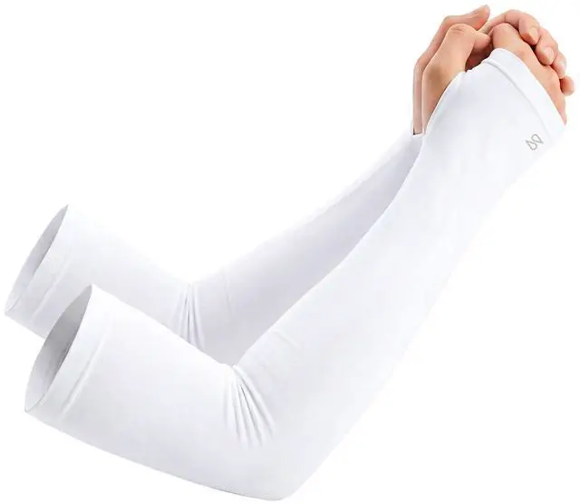 Main image of Sun Protection Cooling Arm Sleeves with Thumb Holes Golf Sport UV Arm Covers Gardening Outdoor (White,L)