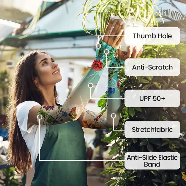 Alt view image 3 of 6 - Gardening Sleeves for Women Farm Sun Protection Thorn Proof Cooling Arm Sleeves to Cover Arms for Garden Sports