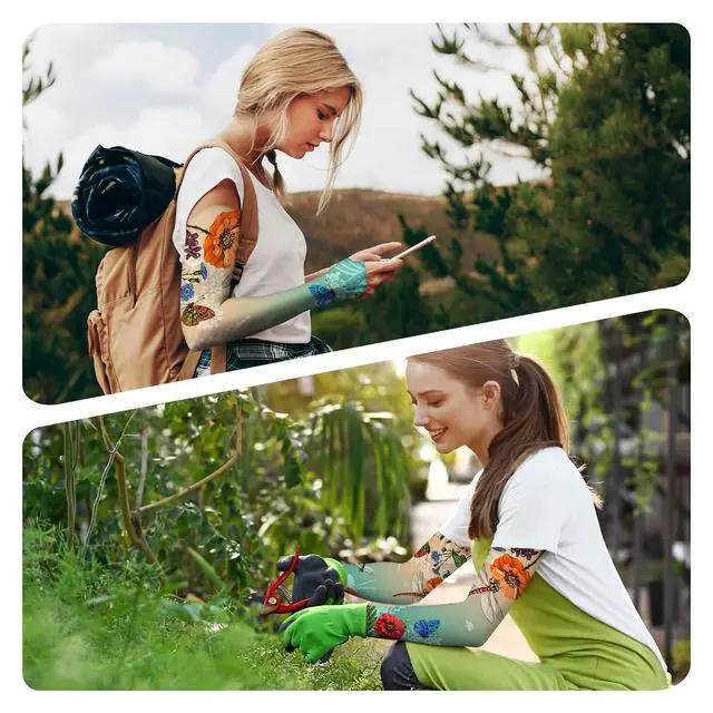 Alt view image 6 of 6 - Gardening Sleeves for Women Farm Sun Protection Thorn Proof Cooling Arm Sleeves to Cover Arms for Garden Sports