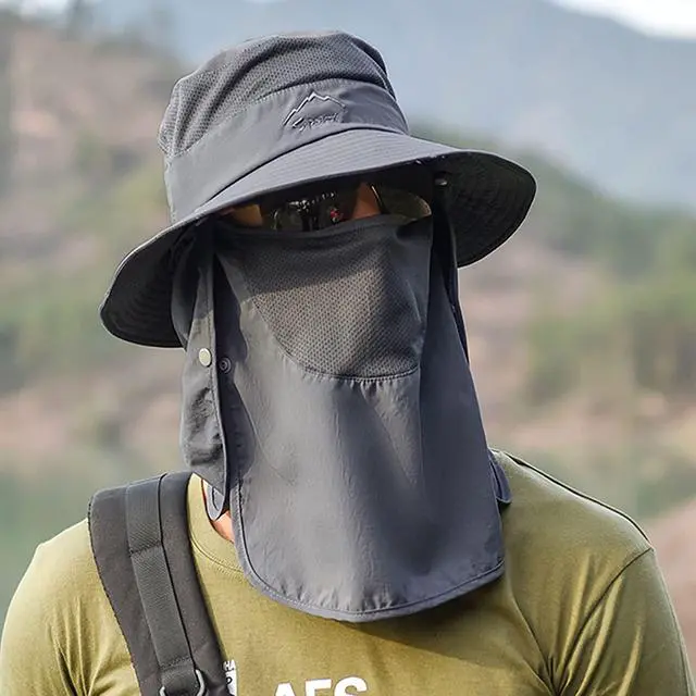 Alt view image 2 of 7 - Sun Hat for Men Women, Summer UV Sun Protection Wide Brim Fishing Hat for Men with Face Cover & Neck for Hiking
