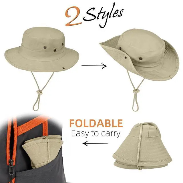 Alt view image 2 of 6 - Sun Hats for Men Women Boonie Hat Foldable Fishing Hats UPF 50+ Bucket Hat for Hiking Garden Safari Beach