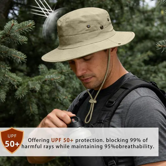 Alt view image 5 of 6 - Sun Hats for Men Women Boonie Hat Foldable Fishing Hats UPF 50+ Bucket Hat for Hiking Garden Safari Beach