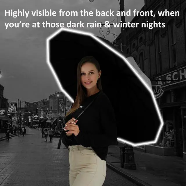 Alt view image 3 of 6 - Inverted UV Protection Umbrella for Rain and Sun Medium Size 46 inch arc Canopy UPF 50+ Rverse Compact Umbrella Auto Open Close for Travel