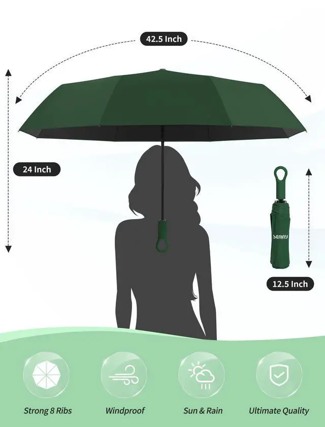 Alt view image 2 of 7 - Umbrellas for Rain with Ring Buckle - Travel Umbrella Compact for Backpack, Car, Walking, Automatic UV Umbrella for Sun Protection, Small Portable & Folding Umbrellas for Windproof, Women Kids
