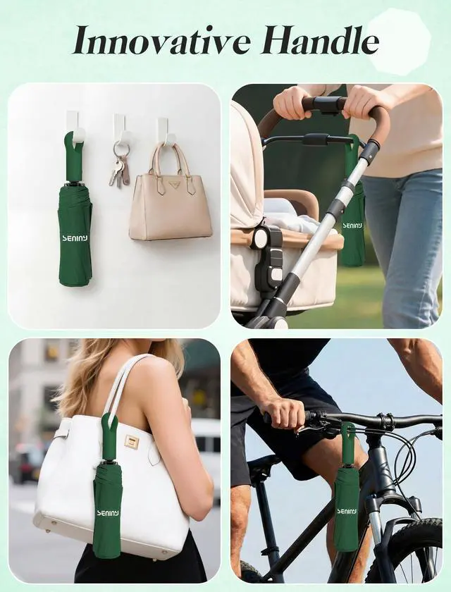 Alt view image 4 of 7 - Umbrellas for Rain with Ring Buckle - Travel Umbrella Compact for Backpack, Car, Walking, Automatic UV Umbrella for Sun Protection, Small Portable & Folding Umbrellas for Windproof, Women Kids