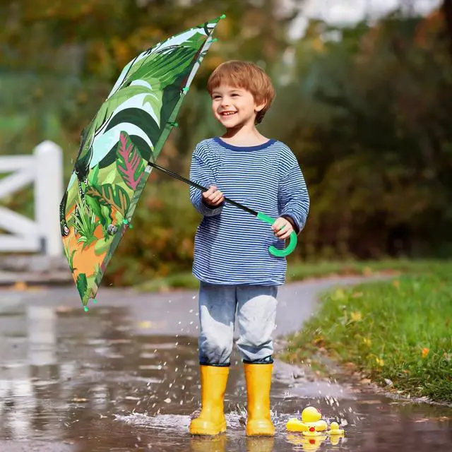 Alt view image 2 of 4 - Kids Umbrella Children Travel Umbrellas Reinforced Canopy with Pinch Free Closure and Colorful Design Lightweight Umbrellas for Girls & Boys Suitable Size 32*24 inch Easy Push/Pull for Little Kids