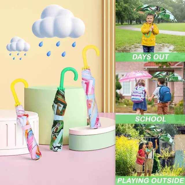 Alt view image 4 of 4 - Kids Umbrella Children Travel Umbrellas Reinforced Canopy with Pinch Free Closure and Colorful Design Lightweight Umbrellas for Girls & Boys Suitable Size 32*24 inch Easy Push/Pull for Little Kids