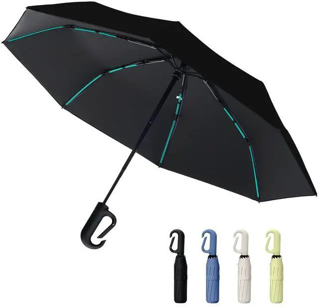Main image of Compact Automatic Folding Travel Umbrella - Windproof Rainproof Backpack Hook Design, UPF50+ Sun Protection for Hiking, Outdoor, School, Golf Course & Daily Use, Sturdy Multi-Ribbed Frame