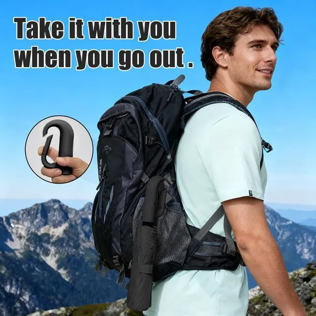 Alt view image 4 of 7 - Compact Automatic Folding Travel Umbrella - Windproof Rainproof Backpack Hook Design, UPF50+ Sun Protection for Hiking, Outdoor, School, Golf Course & Daily Use, Sturdy Multi-Ribbed Frame