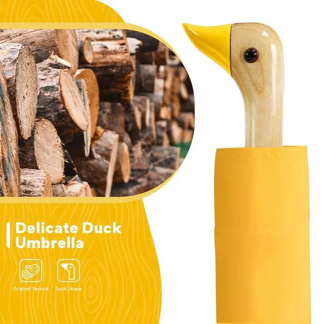 Alt view image 6 of 7 - Compact Umbrellas for Rain&Sun, Travel Umbrella Cute Duck Head Handle Design for Girls Gifts, Steady 8 Ribs Folding Umbrella Lightweight and Small,Yellow