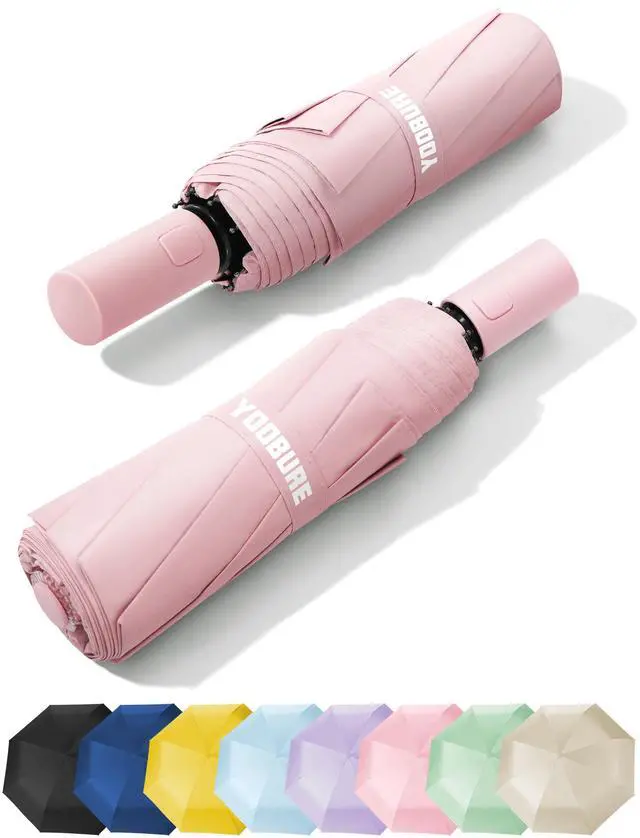 Main image of Windproof Travel Umbrellas for Rain - Portable & Compact Umbrella for Backpack, Car, UV Umbrellas for Sun Protection, Automatic Folding Small Umbrella in Macaron for Kids, Women, Colorful