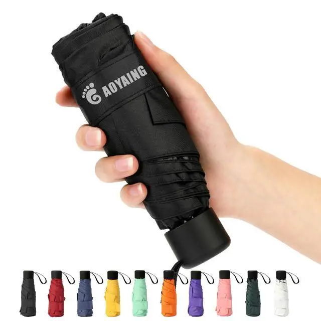 Alt view image 2 of 7 - Small Mini Umbrella with Case Light Compact Design Perfect for Travel Lightweight Portable Parasol Outdoor Sun&Rain Umbrellas Black, 34 Inches