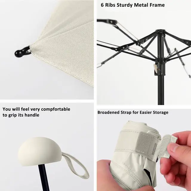 Alt view image 6 of 7 - Travel Essentials Mini Umbrella for Purse With Case Small Compact UV Sun Protection Lightweight Tiny Pocket Manual Open Close Umbrella for Women Kids and Men Fits Purse Backpack