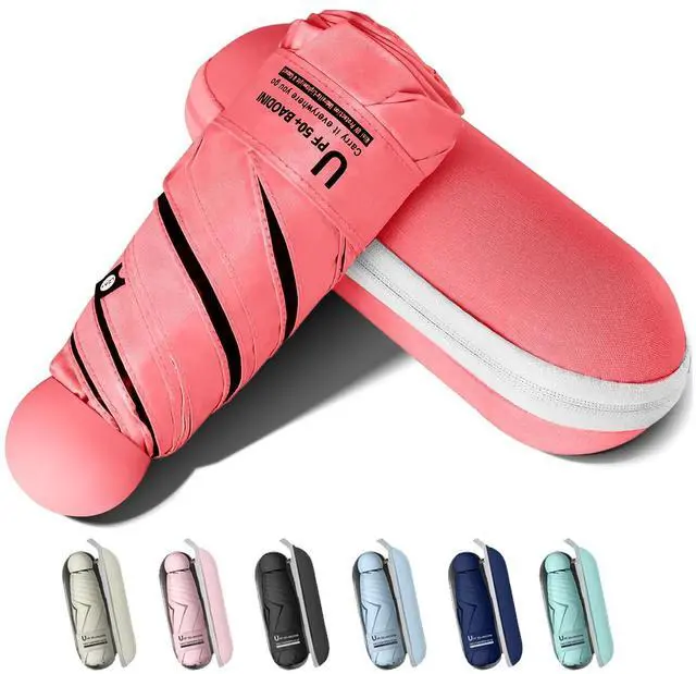 Main image of Travel Essentials Mini Umbrella for Purse With Case Small Compact UV Sun Protection Lightweight Tiny Pocket Manual Open Close Umbrella for Women Kids and Men Fits Purse Backpack