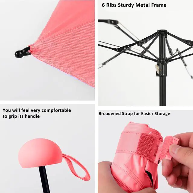 Alt view image 5 of 7 - Travel Essentials Mini Umbrella for Purse With Case Small Compact UV Sun Protection Lightweight Tiny Pocket Manual Open Close Umbrella for Women Kids and Men Fits Purse Backpack