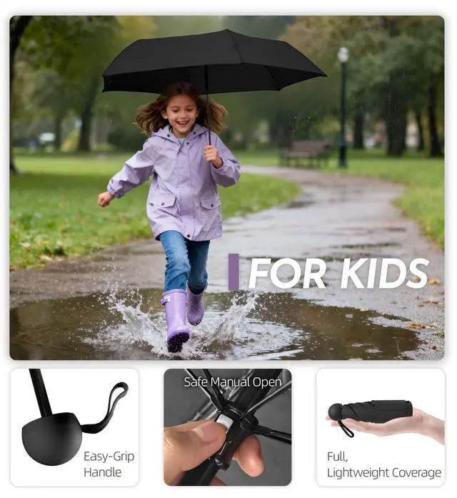Alt view image 4 of 7 - Travel Size Mini Umbrella with UPF 50+ UV Rain Protection, Compact Small & Lightweight Pocket-Sized Folding Umbrellas with Case for Purse & Backpack, Thoughtful Gift Women Men & Kids