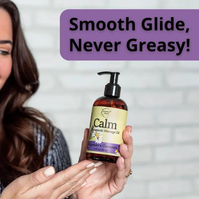 Alt view image 3 of 7 - Calm Massage Oil for Massage Therapy with Lavender & Chamomile Essential Oils to Relax Sore Muscles | All Natural with Coconut, Grapeseed & Jojoba for Smooth Skin