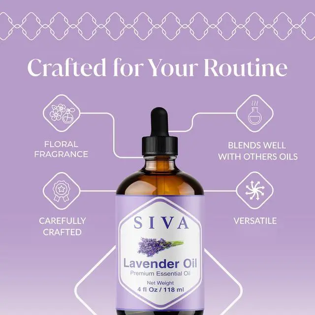 Alt view image 2 of 7 - Lavender Essential Oil 4 Fl Oz For Diffuser, Skin & Hair Care Ideal for Massage & DIY Blends with Dropper
