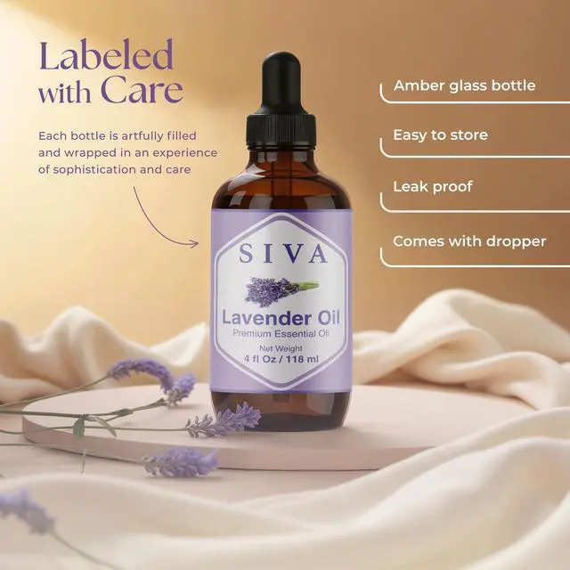 Alt view image 4 of 7 - Lavender Essential Oil 4 Fl Oz For Diffuser, Skin & Hair Care Ideal for Massage & DIY Blends with Dropper