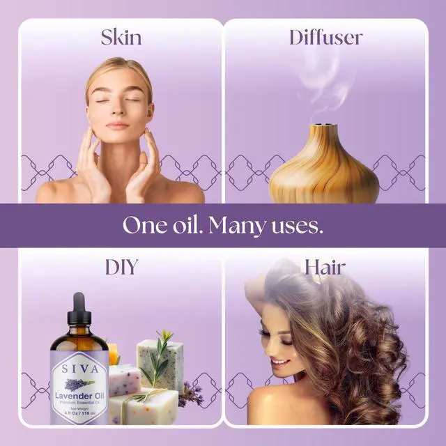 Alt view image 5 of 7 - Lavender Essential Oil 4 Fl Oz For Diffuser, Skin & Hair Care Ideal for Massage & DIY Blends with Dropper