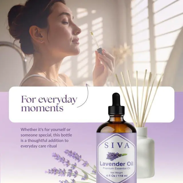 Alt view image 7 of 7 - Lavender Essential Oil 4 Fl Oz For Diffuser, Skin & Hair Care Ideal for Massage & DIY Blends with Dropper