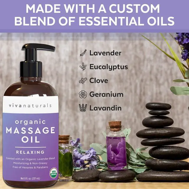 Alt view image 5 of 7 - Organic Massage Oil, Lavender Scented, 8 fl oz (237 mL) Non-Greasy, Certified Organic Massage Therapy Oils