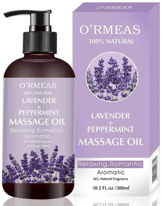 Main image of Massage Oil with Lavender and Peppermint Massage Oil for Skin Moisturizing Body Oil Lavender Oil for Men and Women 10.2 fl.oz