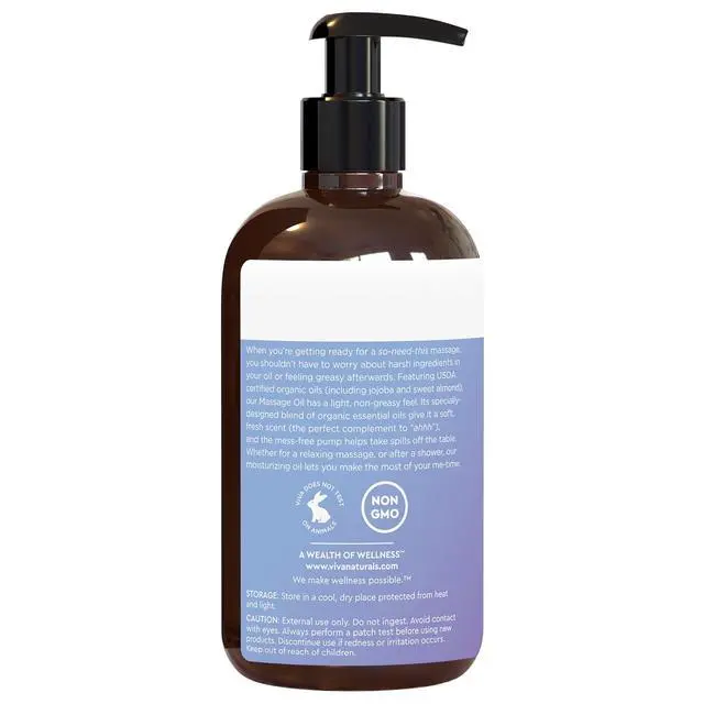 Alt view image 7 of 7 - Organic Massage Oil, Lavender Scented, 8 fl oz (237 mL) Non-Greasy, Certified Organic Massage Therapy Oils